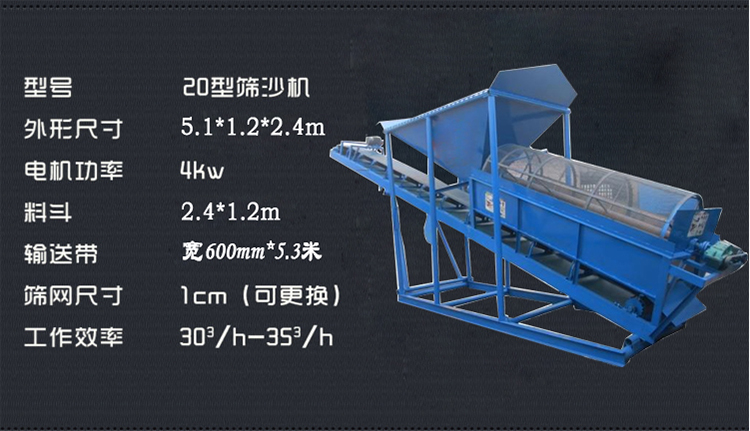 20型滾筒篩參數(shù)表 滾筒篩沙一體機(jī)