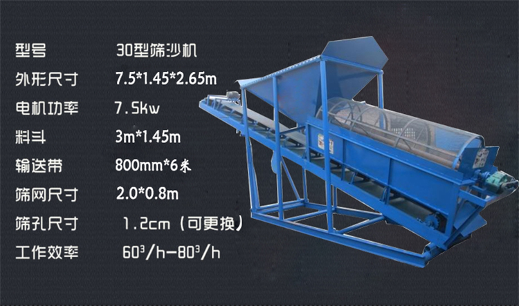30型滾筒篩參數(shù)表 滾筒篩沙一體機(jī)